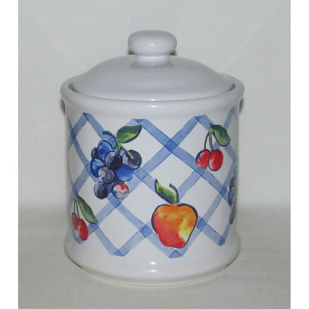Corning Ware "Corelle" FRUIT TOO Medium Flat 4.75 inch Canister with Lid